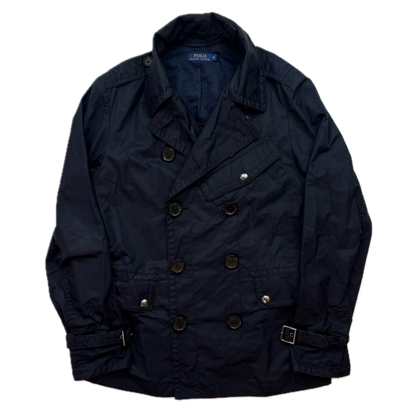 Polo Ralph Lauren Navy Utility Double Breasted Rain Mac Coat - S