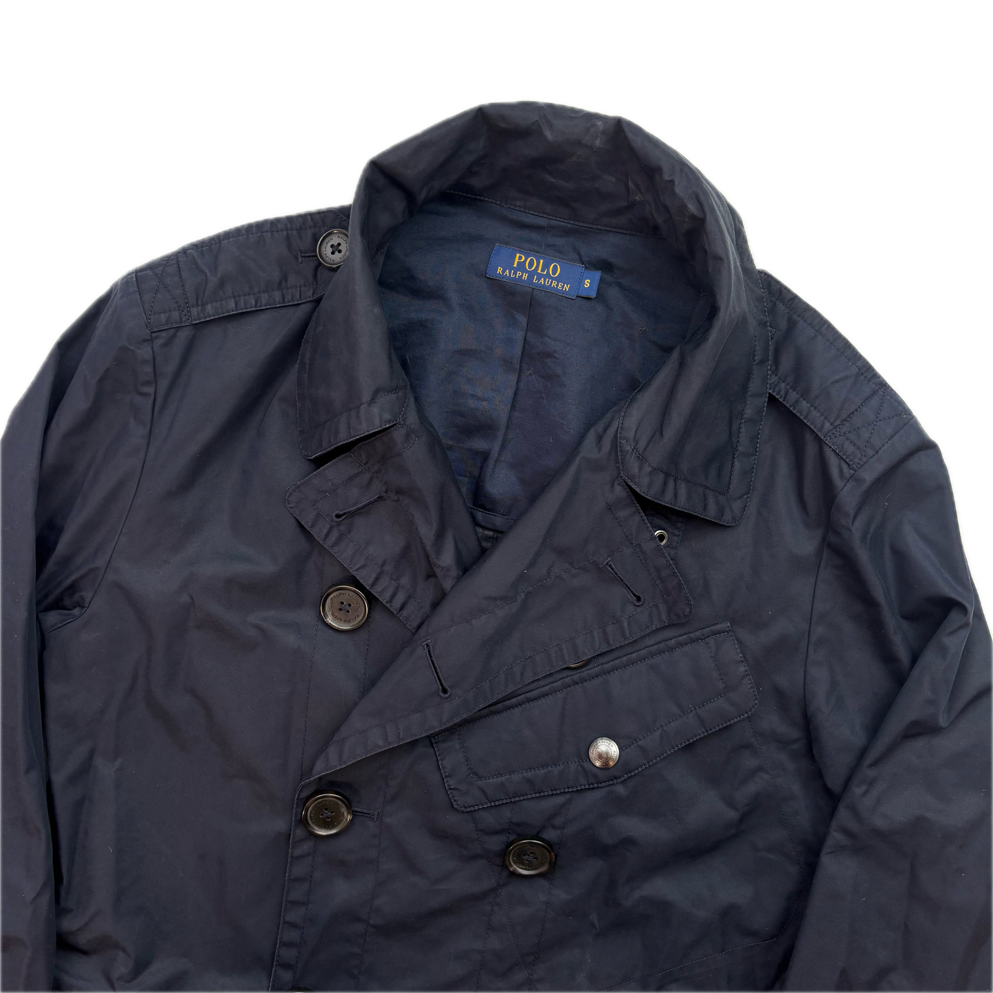Polo Ralph Lauren Navy Utility Double Breasted Rain Mac Coat - S