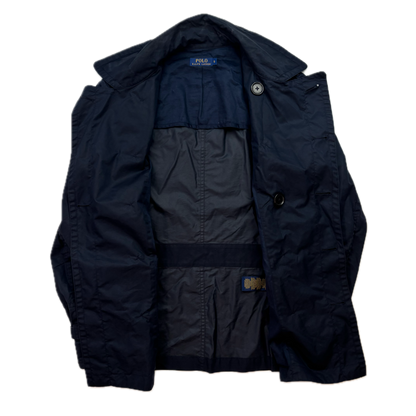 Polo Ralph Lauren Navy Utility Double Breasted Rain Mac Coat - S