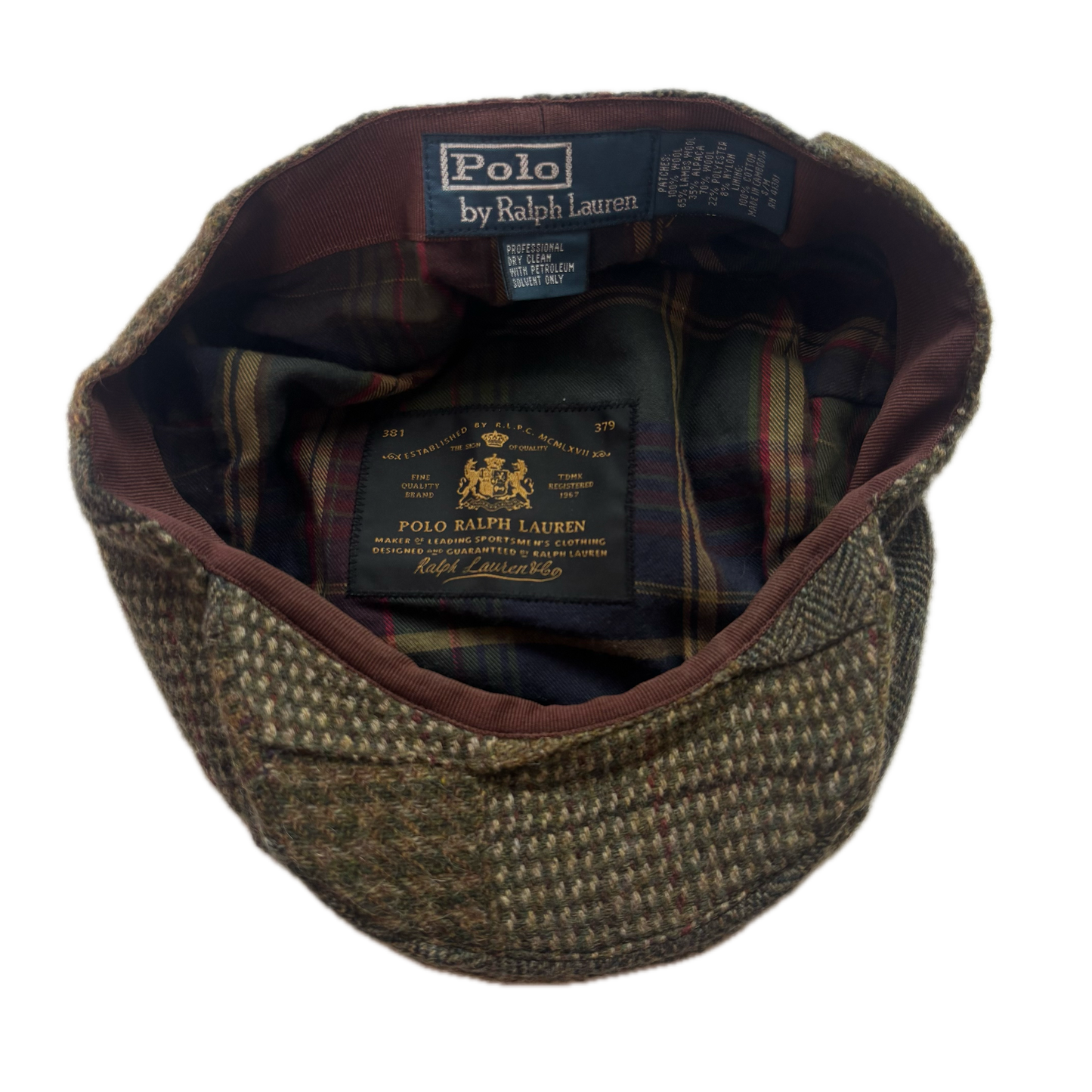 Polo Ralph Lauren Patchwork Tweed Flat Cap Newsboy Hat - S/M