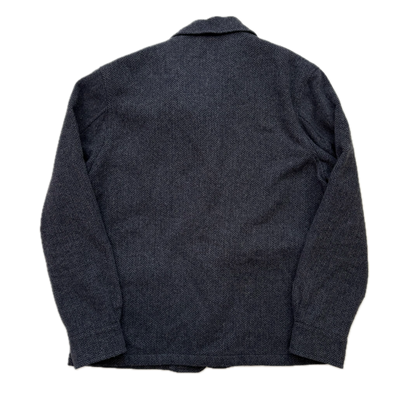Polo Ralph Lauren Navy Blue Grey Herringbone Blazer Chore Coat (Wool Blend) - 44R