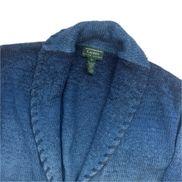 Lauren Hand Knit Blue Ombre Concho Southwestern Cardigan (Cotton) - S