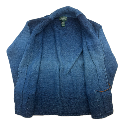Lauren Hand Knit Blue Ombre Concho Southwestern Cardigan (Cotton) - S