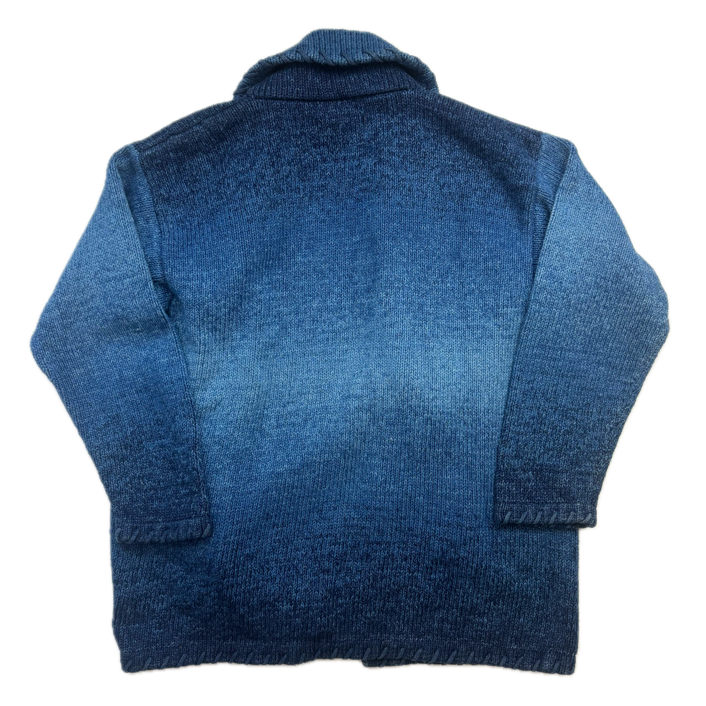 Lauren Hand Knit Blue Ombre Concho Southwestern Cardigan (Cotton) - S