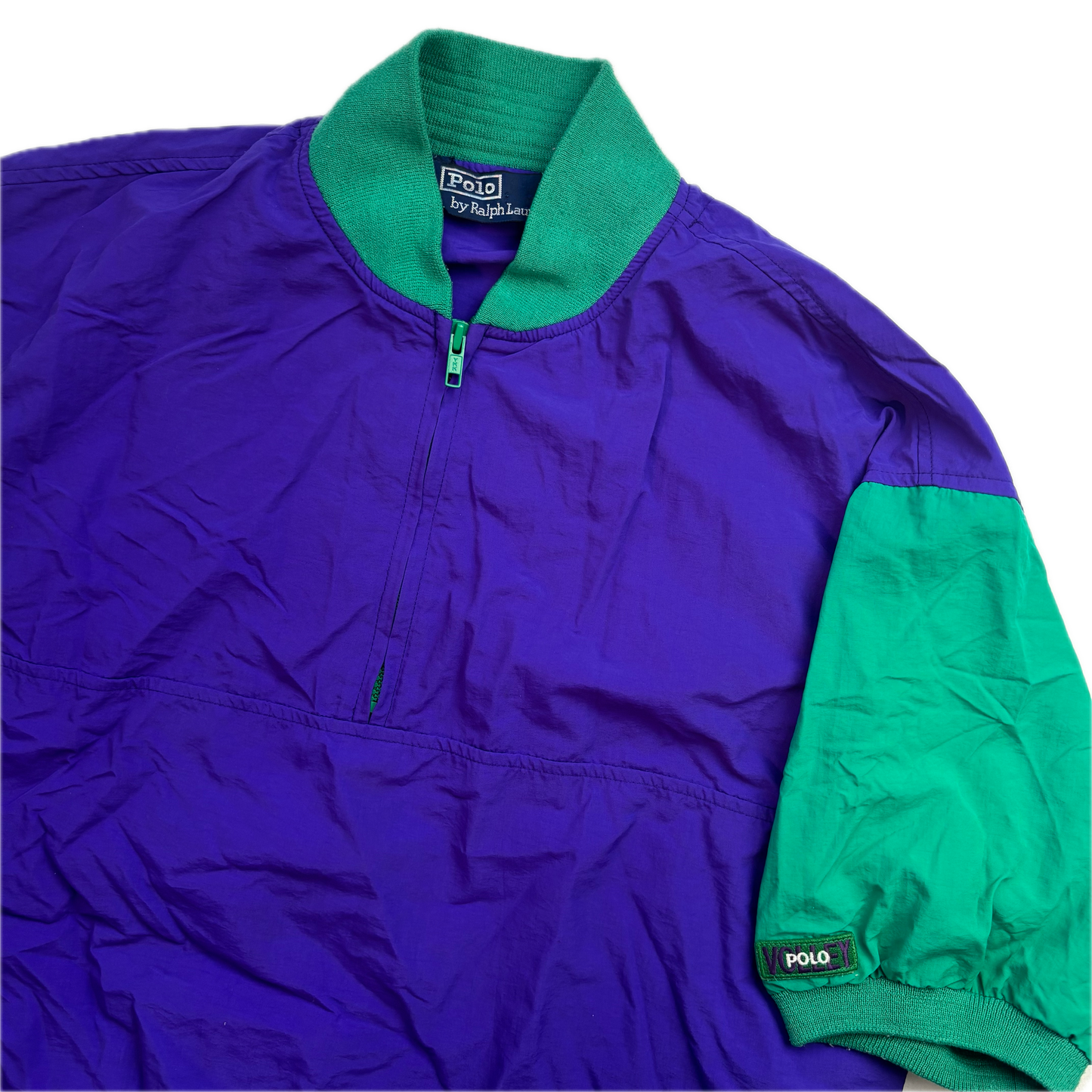 Polo Ralph Lauren Polo Volley Short Sleeve Purple Green Pullover Windbreaker - M