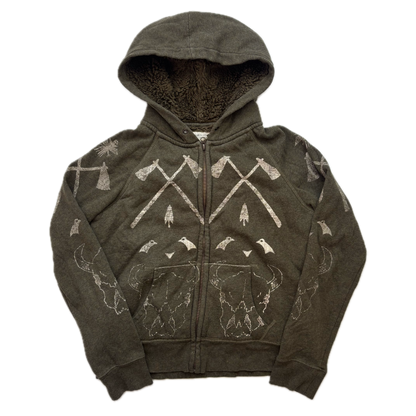 Denim & Supply Southwestern Graphic Sherpa Lined Hoodie Aztec Indian Head - L