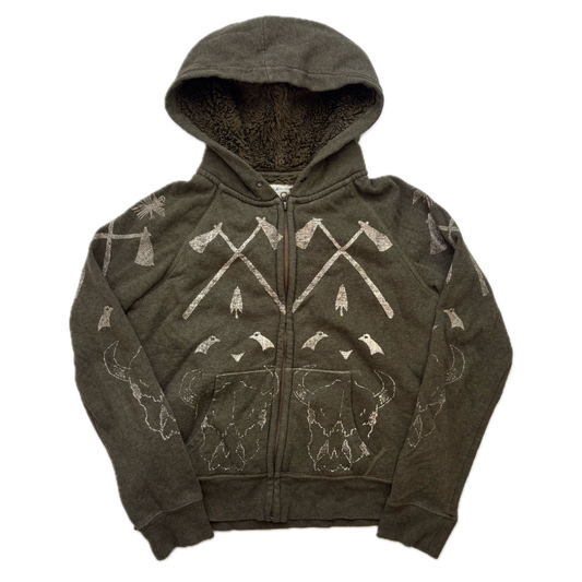 Denim & Supply Southwestern Graphic Sherpa Lined Hoodie Aztec Indian Head - L