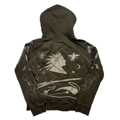 Denim & Supply Southwestern Graphic Sherpa Lined Hoodie Aztec Indian Head - L
