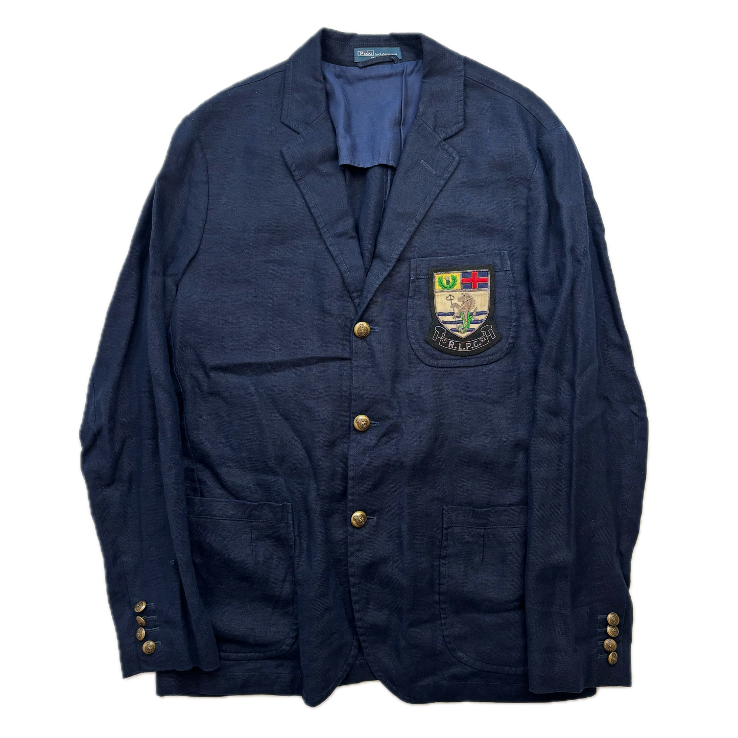 Polo Ralph Lauren Navy Rowing Crest Half Norfolk Blazer Sports Jacket (Linen) - 42R