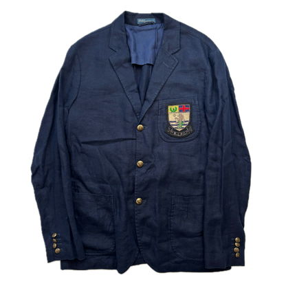 Polo Ralph Lauren Navy Rowing Crest Half Norfolk Blazer Sports Jacket (Linen) - 42R