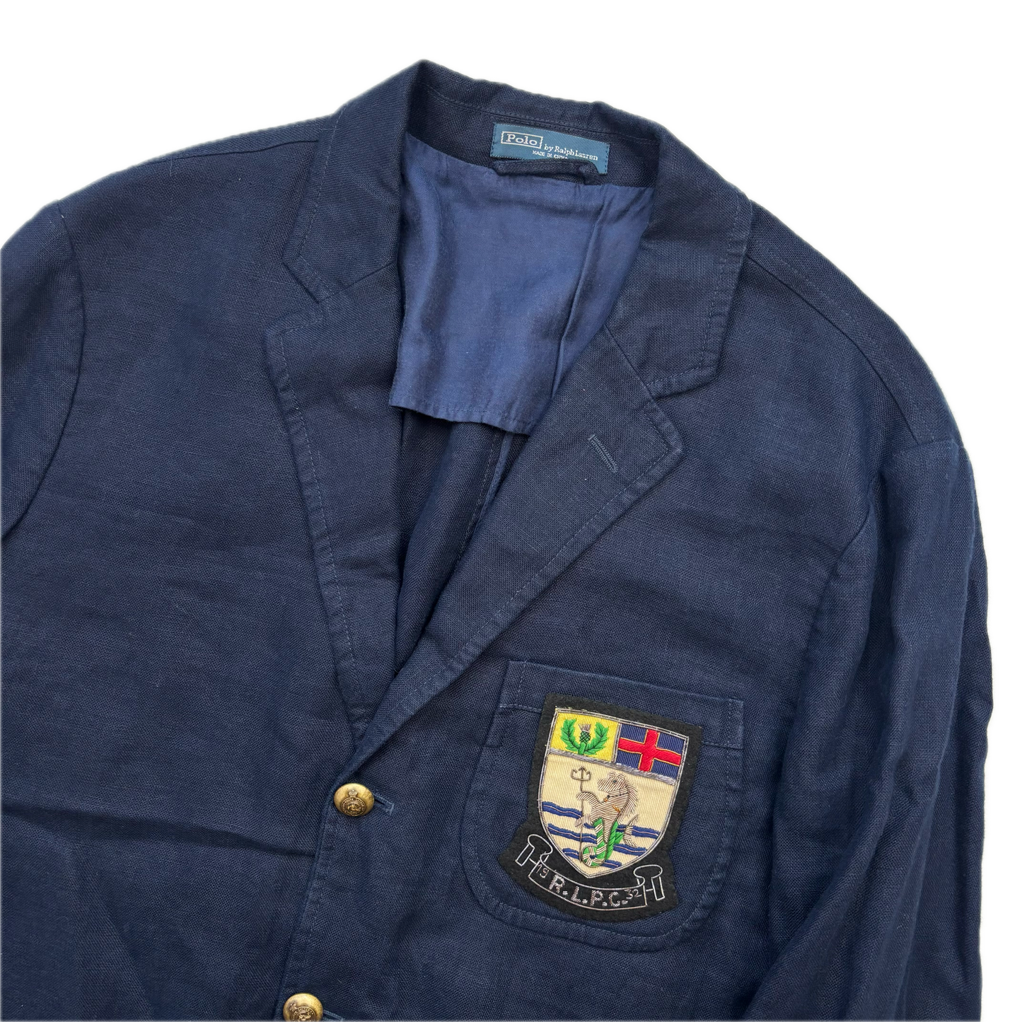 Polo Ralph Lauren Navy Rowing Crest Half Norfolk Blazer Sports Jacket (Linen) - 42R