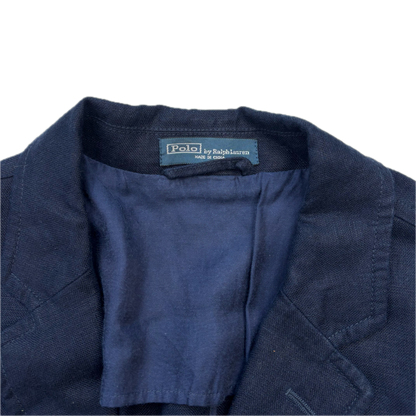 Polo Ralph Lauren Navy Rowing Crest Half Norfolk Blazer Sports Jacket (Linen) - 42R