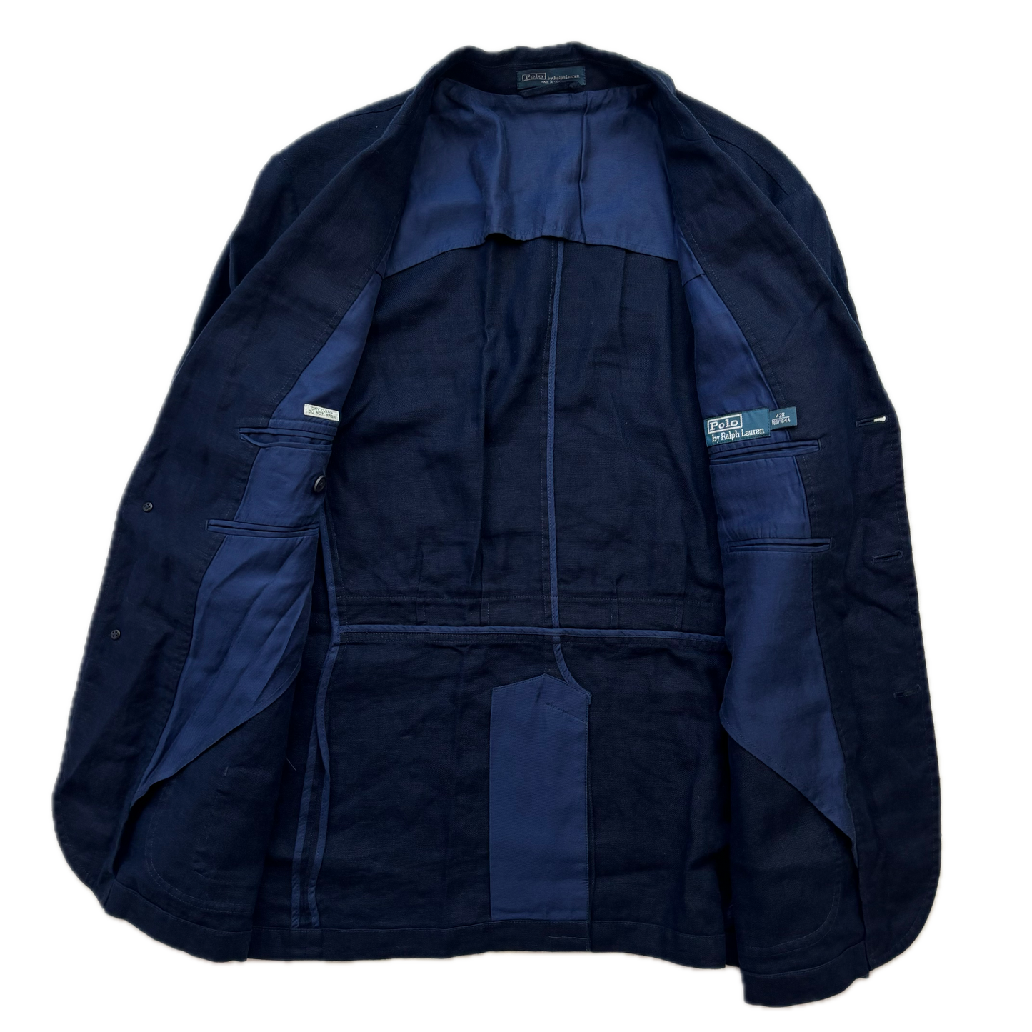 Polo Ralph Lauren Navy Rowing Crest Half Norfolk Blazer Sports Jacket (Linen) - 42R
