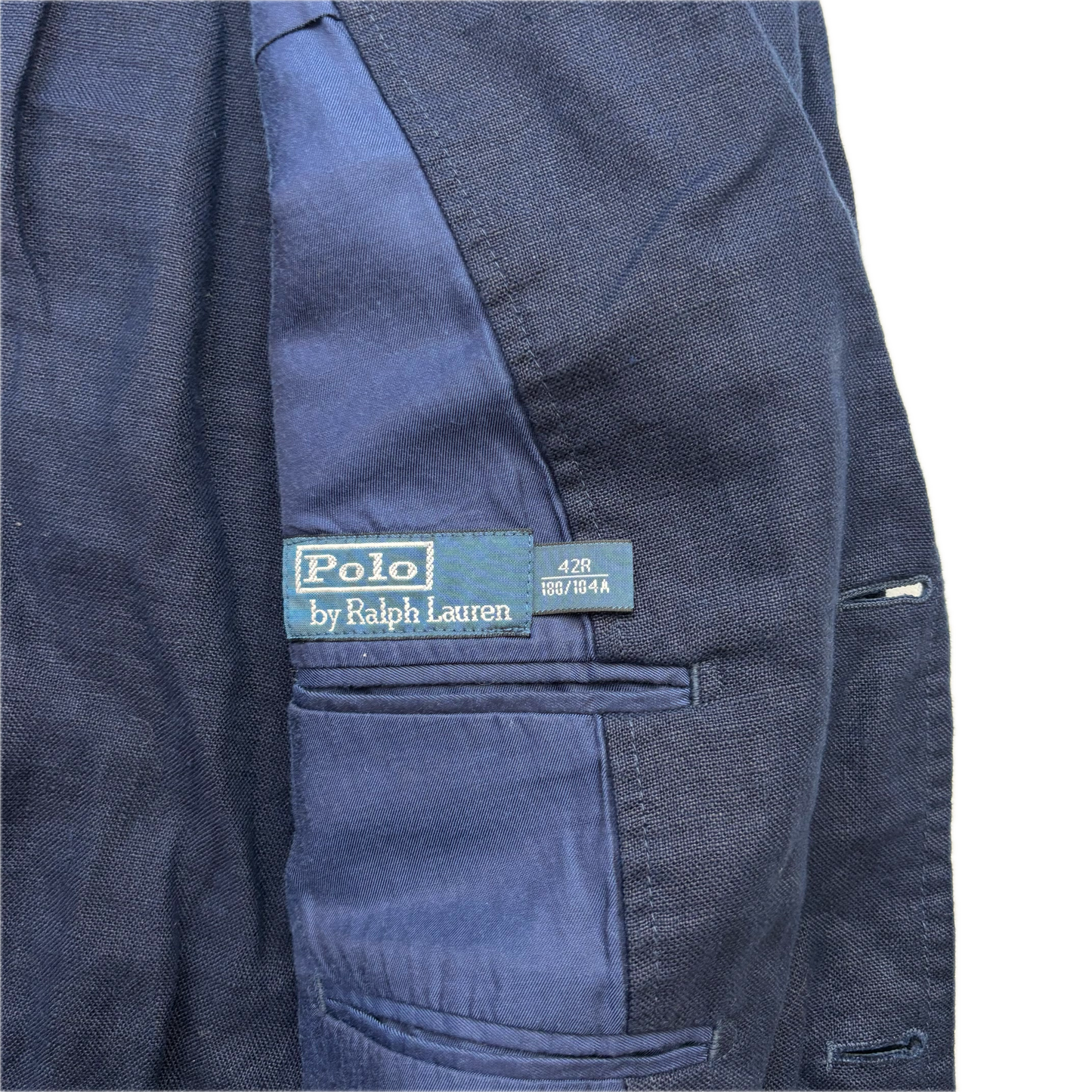 Polo Ralph Lauren Navy Rowing Crest Half Norfolk Blazer Sports Jacket (Linen) - 42R