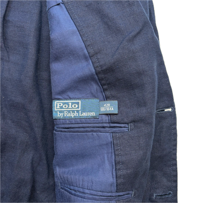 Polo Ralph Lauren Navy Rowing Crest Half Norfolk Blazer Sports Jacket (Linen) - 42R