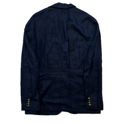 Polo Ralph Lauren Navy Rowing Crest Half Norfolk Blazer Sports Jacket (Linen) - 42R