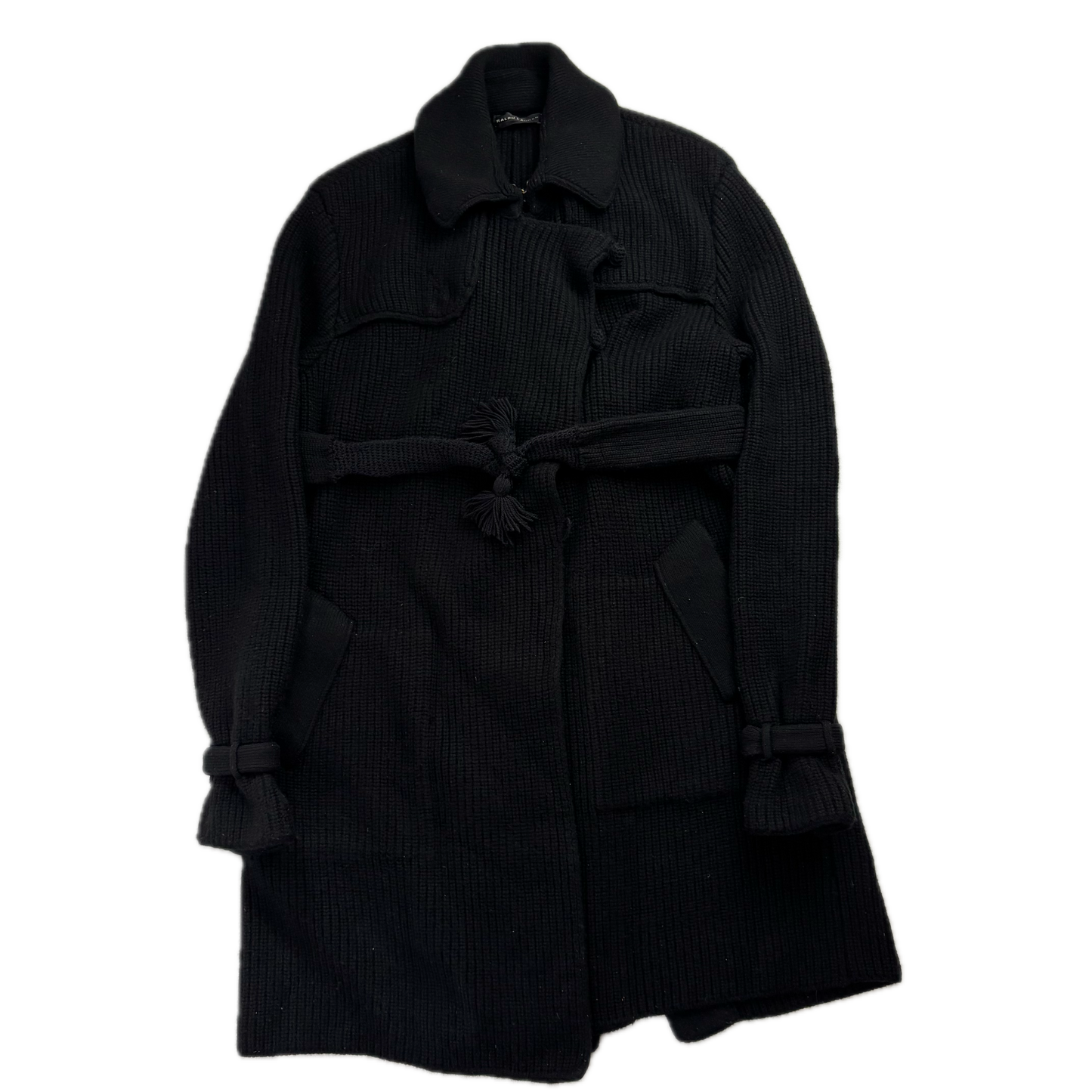 Ralph Lauren Black Label Long Belted Cardigan Wool Cashmere Black - M