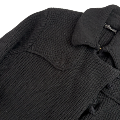 Ralph Lauren Black Label Long Belted Cardigan Wool Cashmere Black - M