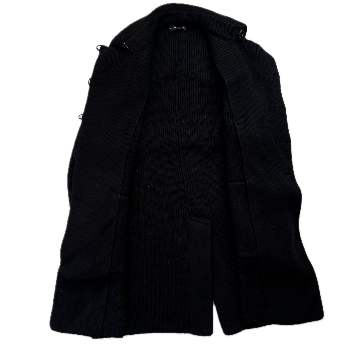 Ralph Lauren Black Label Long Belted Cardigan Wool Cashmere Black - M