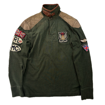 Polo Ralph Lauren Riders Association Motorcycle Polo Shirt Leather Collar - S