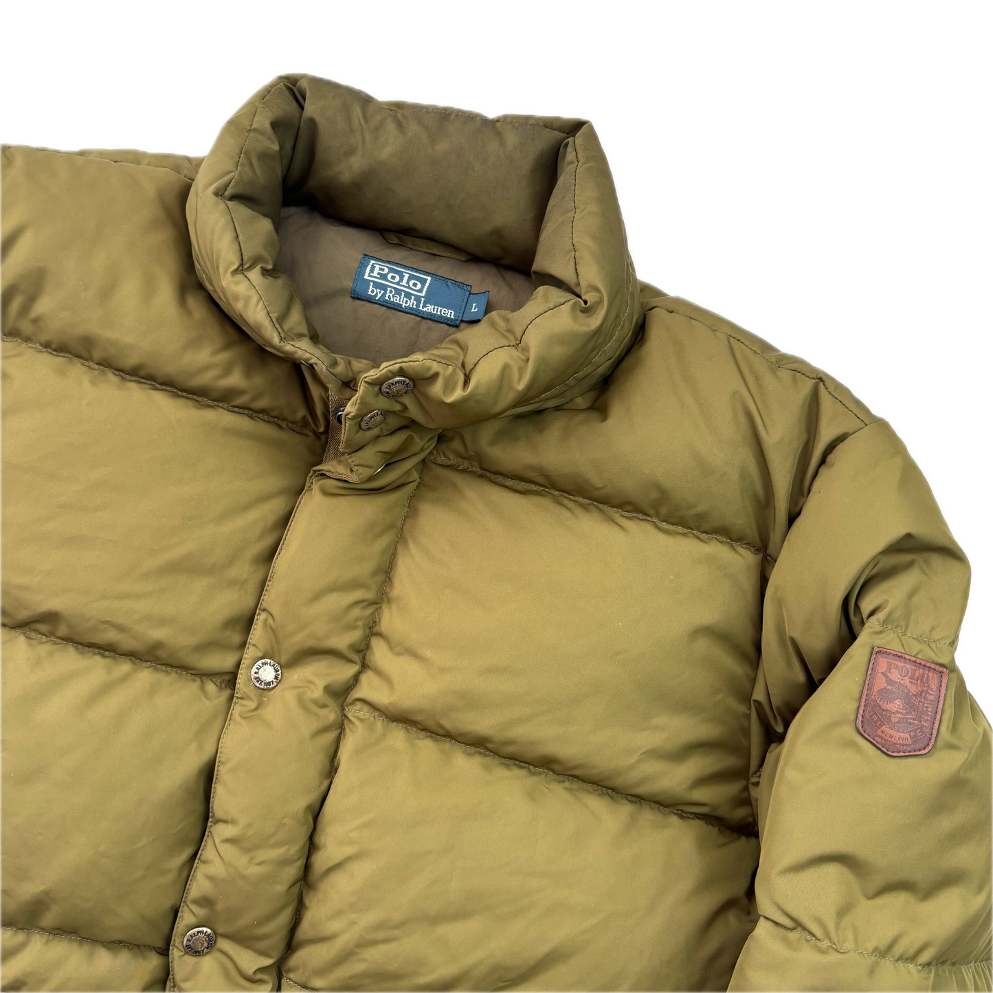 Polo Ralph Lauren Green Sportsman Patch Puffer Jacket Down Coat - L