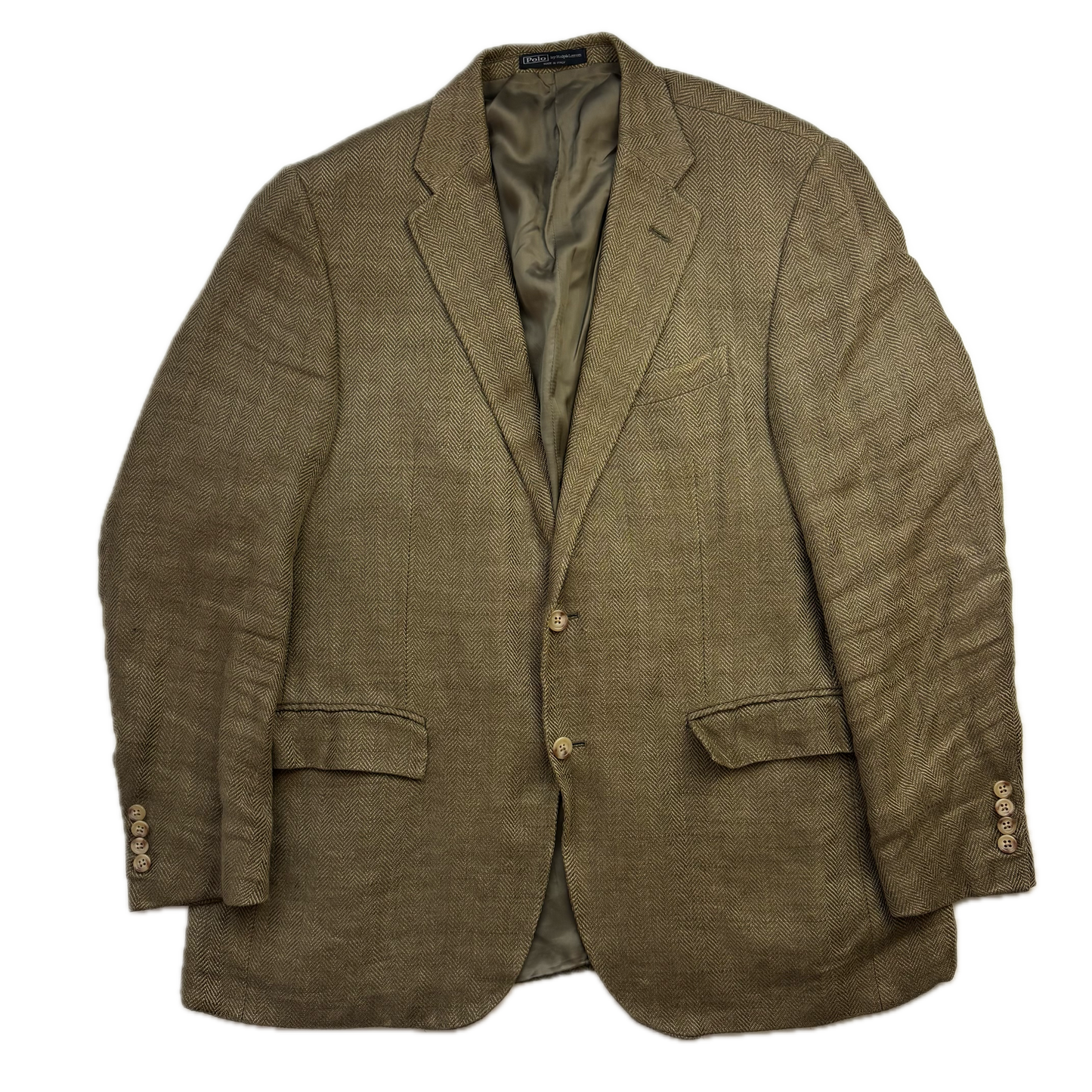 Polo Ralph Lauren Green Herringbone Blazer (Flax) - 44R