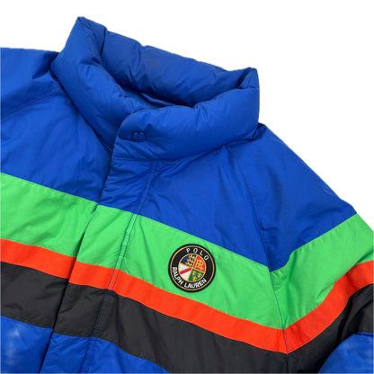 Polo Ralph Lauren Retro Blue Cookie Patch Puffer Jacket Down Coat - M