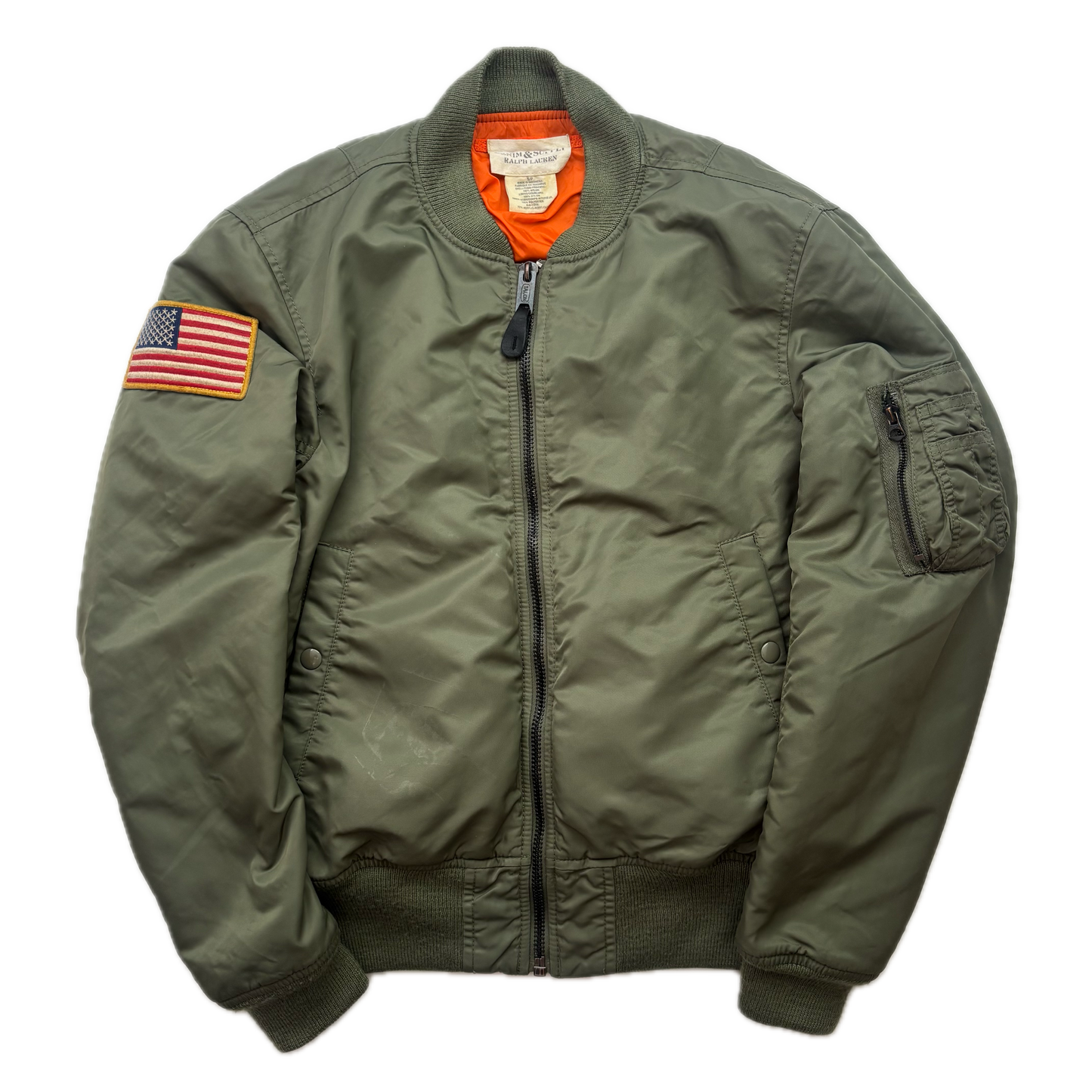Denim & Supply Green Orange Reversible Military Bomber Jacket - S