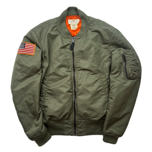 Denim & Supply Green Orange Reversible Military Bomber Jacket - S
