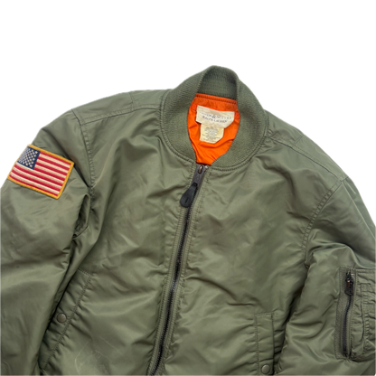 Denim & Supply Green Orange Reversible Military Bomber Jacket - S