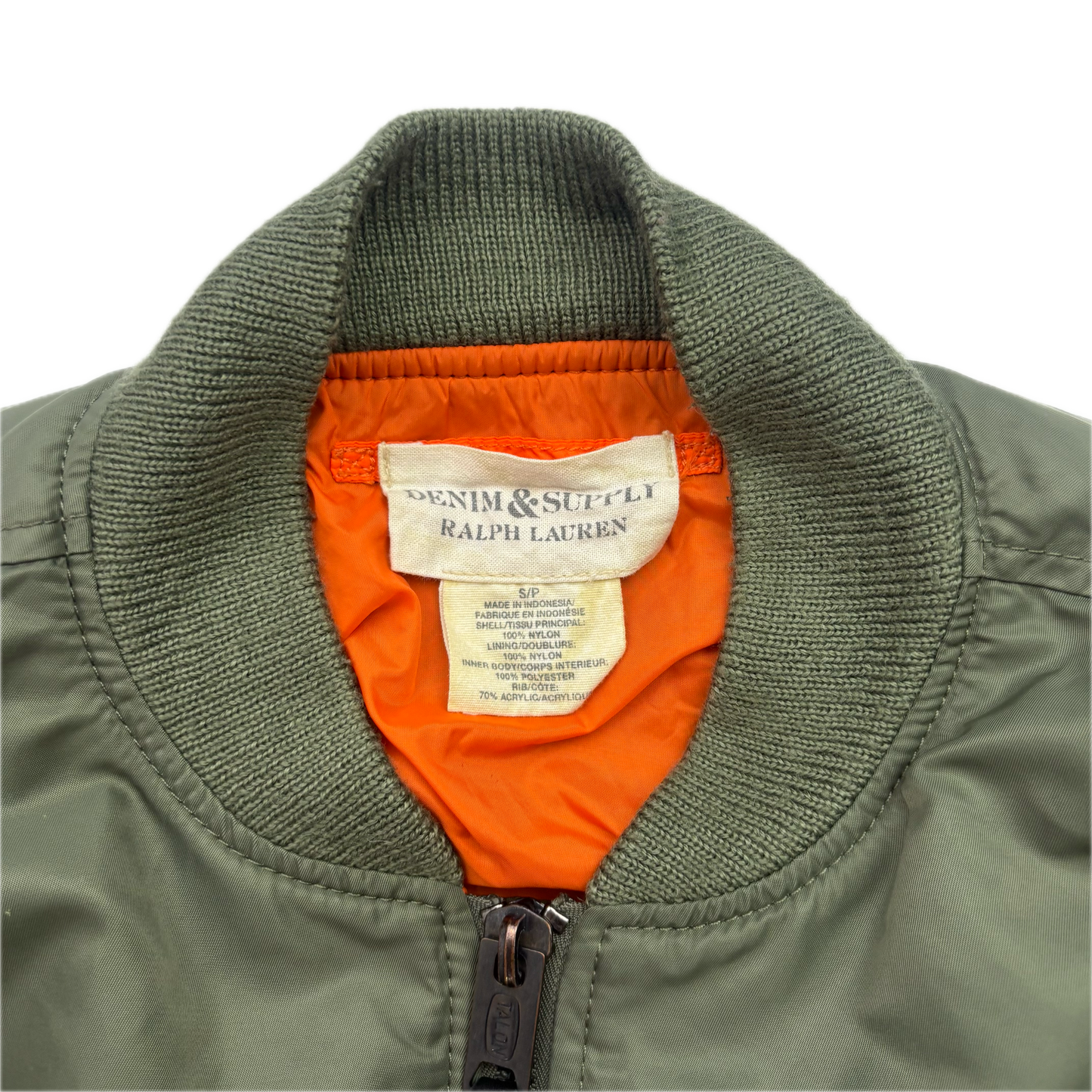 Denim & Supply Green Orange Reversible Military Bomber Jacket - S