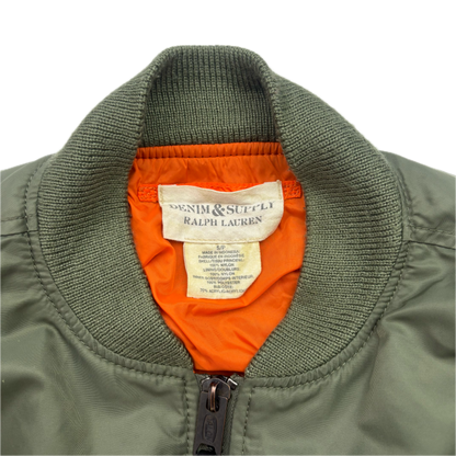 Denim & Supply Green Orange Reversible Military Bomber Jacket - S