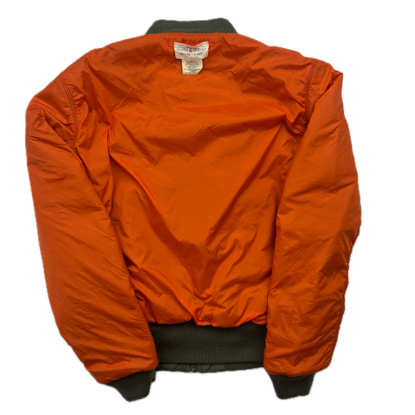 Denim & Supply Green Orange Reversible Military Bomber Jacket - S