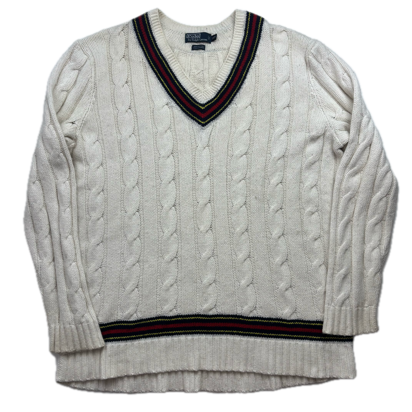 Polo Ralph Lauren Big & Tall Ivory Cricket Jumper Cableknit (Cotton Cashmere)- 2LT