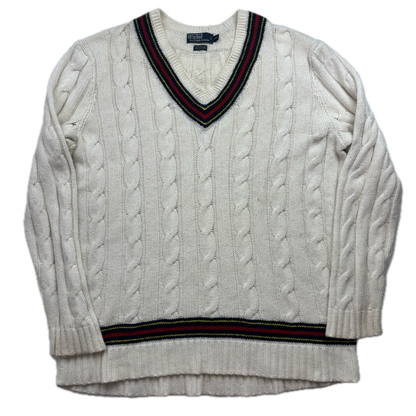 Polo Ralph Lauren Big & Tall Ivory Cricket Jumper Cableknit (Cotton Cashmere)- 2LT