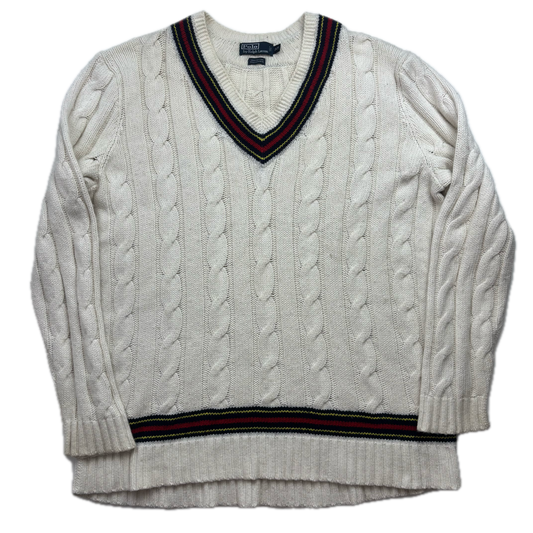 Polo Ralph Lauren Big & Tall Ivory Cricket Jumper Cableknit (Cotton Cashmere)- 2LT
