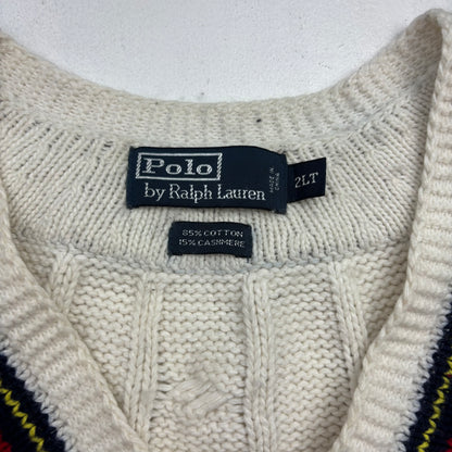 Polo Ralph Lauren Big & Tall Ivory Cricket Jumper Cableknit (Cotton Cashmere)- 2LT