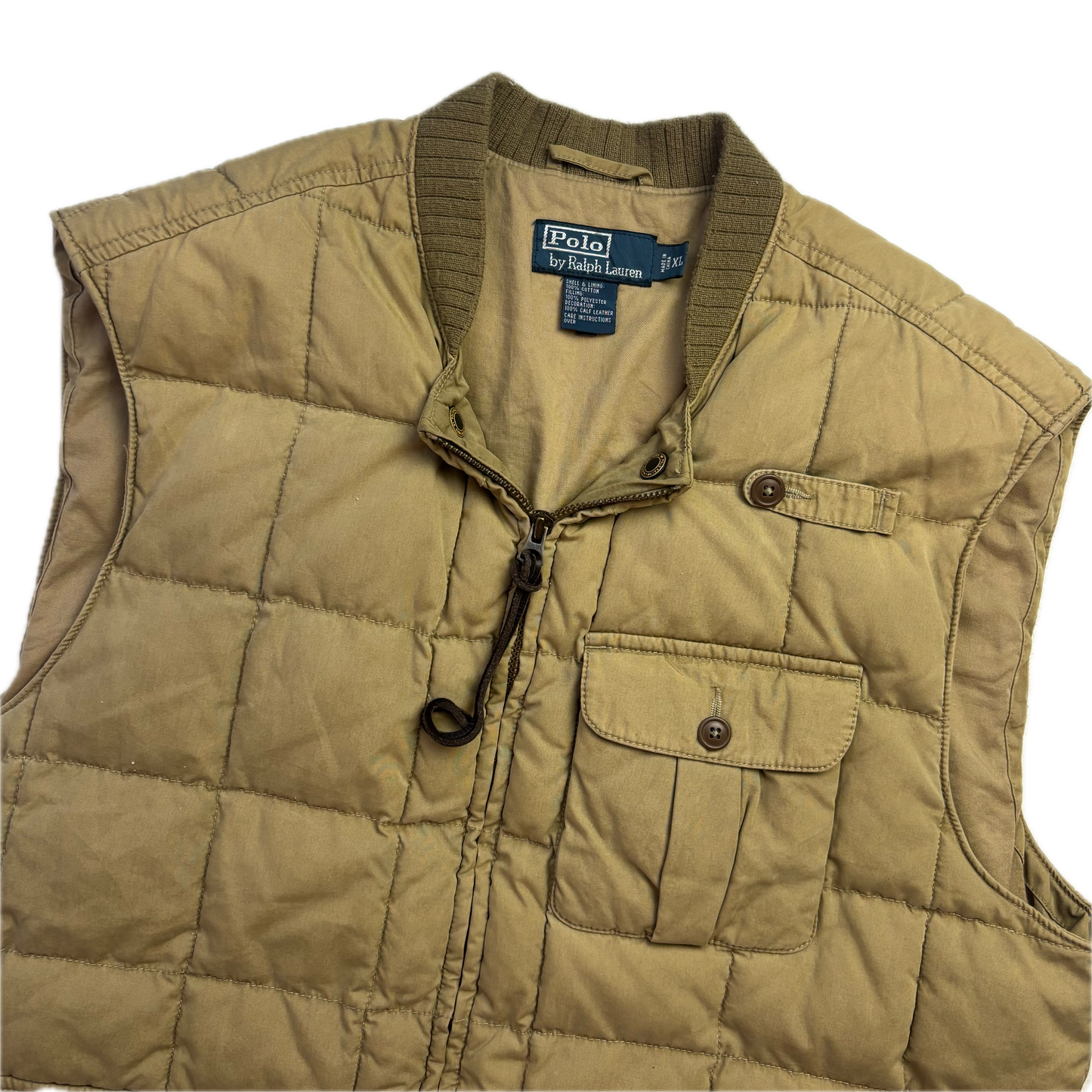 Polo Ralph Lauren Beige Quilted Puffer Vest Gilet - XL