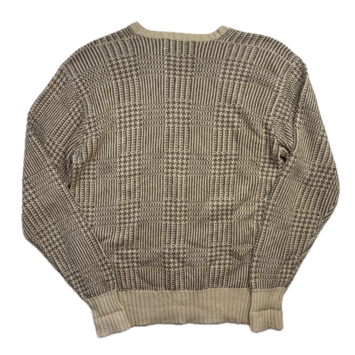 Polo Ralph Lauren Glen Plaid Beige Jumper V-Neck Sweater (Silk) - M