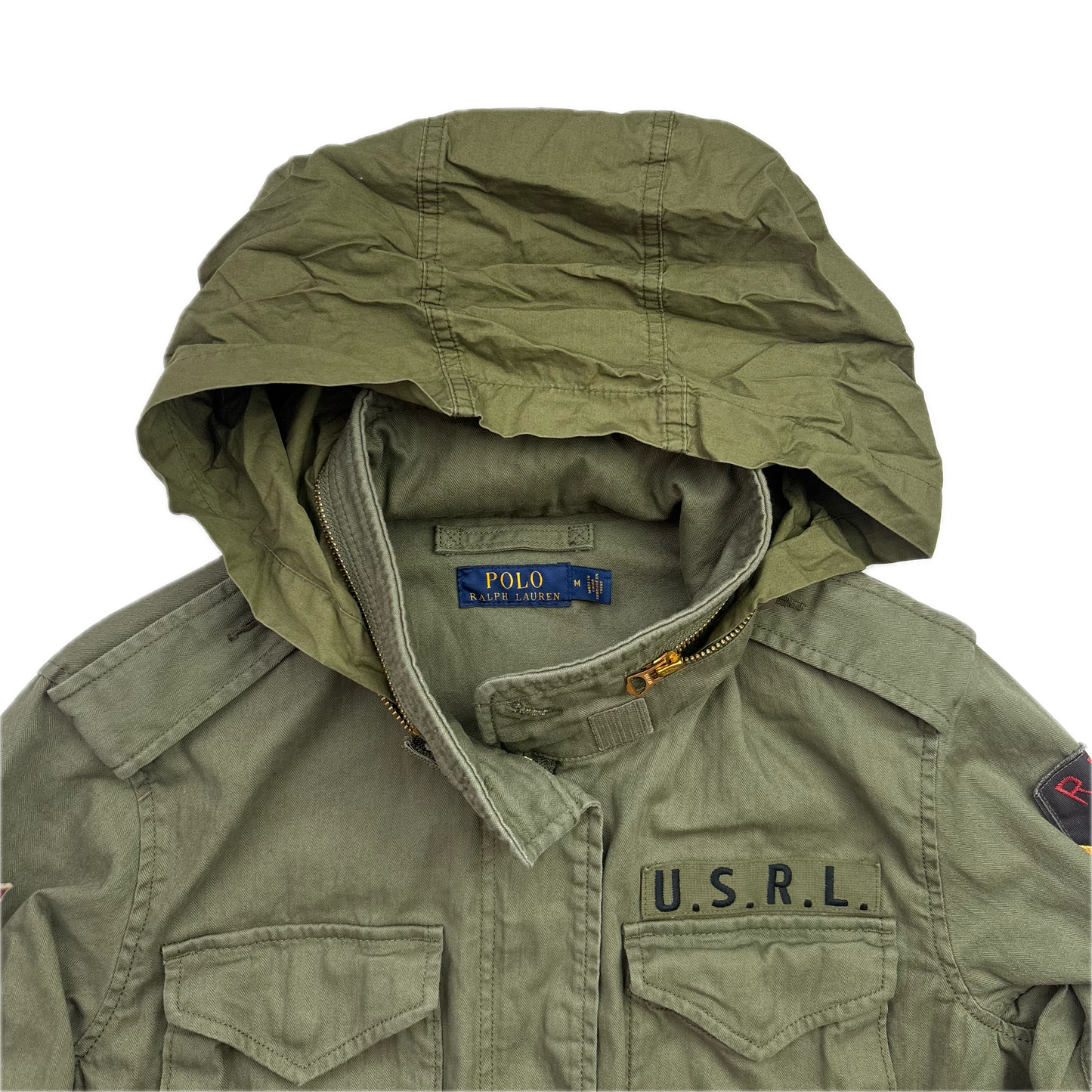 Polo Ralph Lauren Green Army Military Field Jacket RLPC Patch  - M