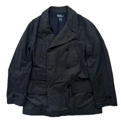 Polo Ralph Lauren Navy Double Breasted Rain Mac Coat Trench - XL