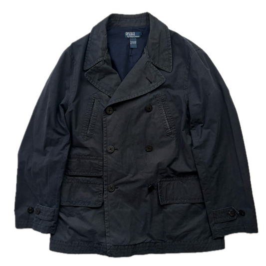 Polo Ralph Lauren Navy Double Breasted Rain Mac Coat Trench - XL