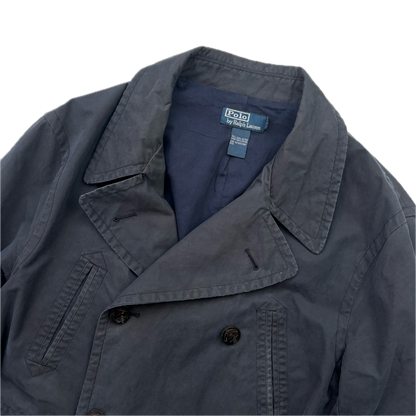 Polo Ralph Lauren Navy Double Breasted Rain Mac Coat Trench - XL