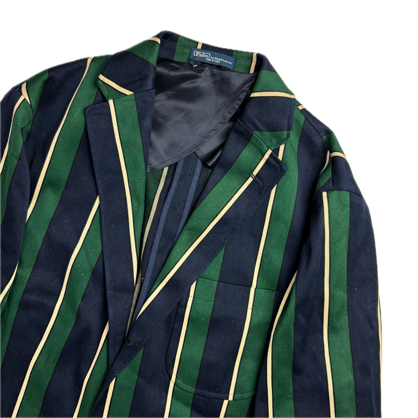 Navy Green Striped Rowing Sports Jacket Blazer - 44L