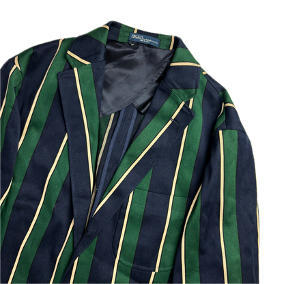 Navy Green Striped Rowing Sports Jacket Blazer - 44L