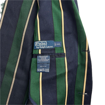 Navy Green Striped Rowing Sports Jacket Blazer - 44L