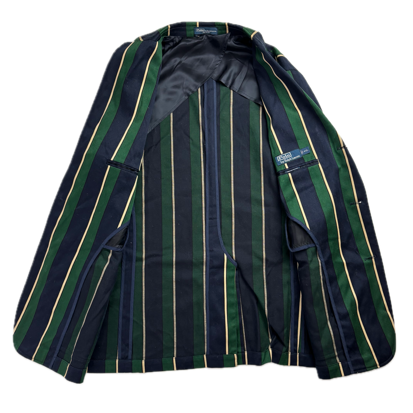 Navy Green Striped Rowing Sports Jacket Blazer - 44L