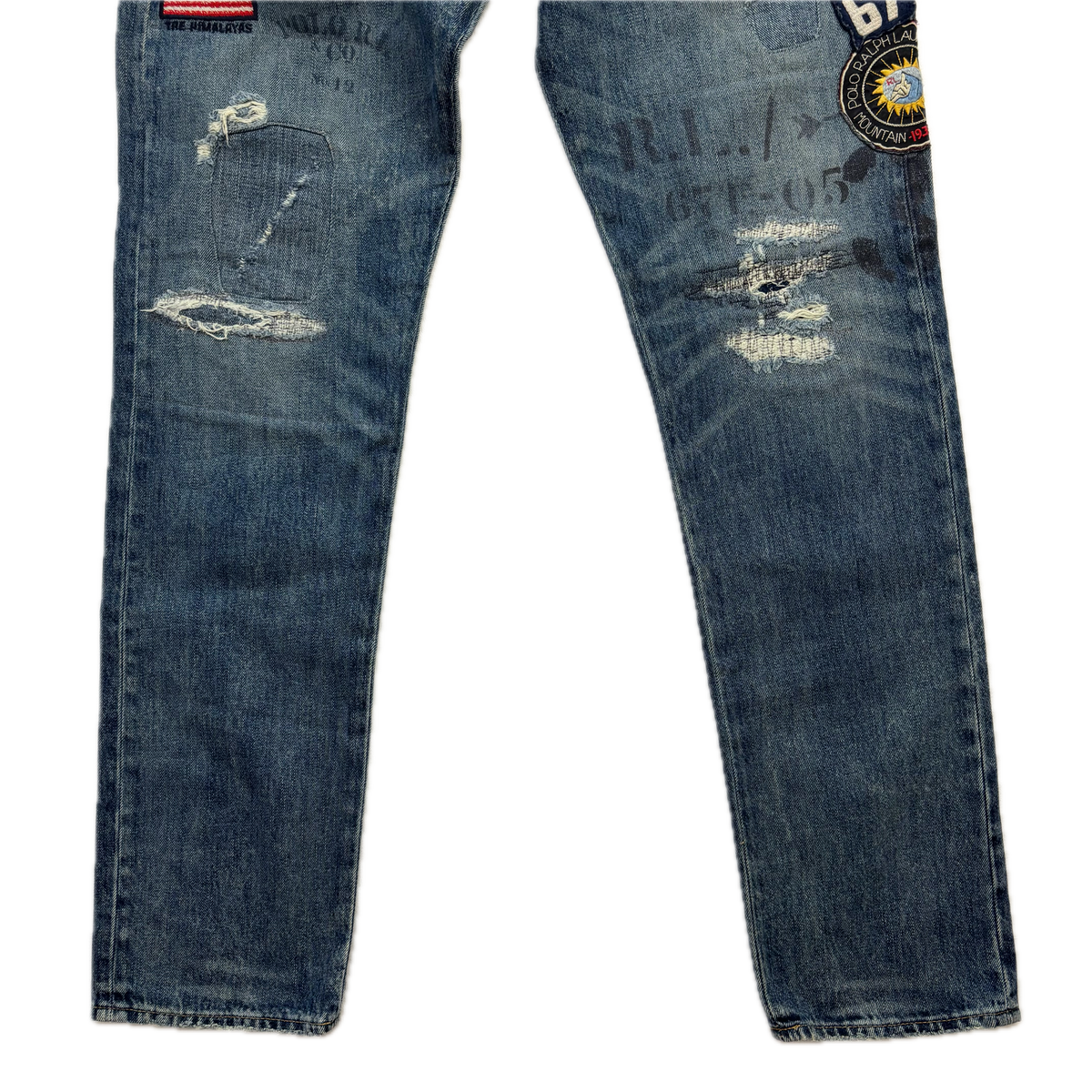 Polo Ralph Lauren Sullivan Slim Jeans Mountain Expedition Patch Distressed - 31x32
