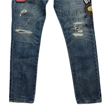 Polo Ralph Lauren Sullivan Slim Jeans Mountain Expedition Patch Distressed - 31x32