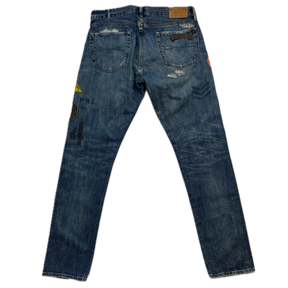Polo Ralph Lauren Sullivan Slim Jeans Mountain Expedition Patch Distressed - 31x32